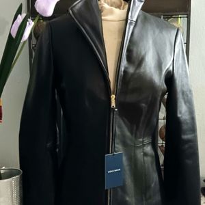 Cole Haan Women's Wing Collar Leather Jacket